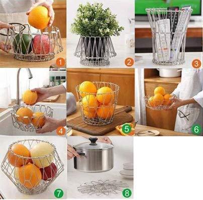 3040 Multipurpose Fruit Basket Stainless Steel Wire Bowl Foldable Basket for Vegetable / Fruits / Dining - SkyShopy 3040 Multipurpose Fruit Basket Stainless Steel Wire Bowl Foldable Basket for Vegetable / Fruits / Dining - SkyShopy